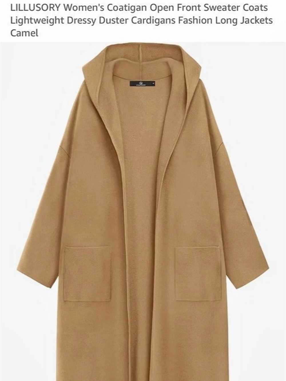 LILLUSORY Women's Coatigan Open Front Sweater Lightweight Dressy Duster-LIKE NEW